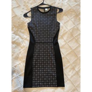 Black and white fitted dress
